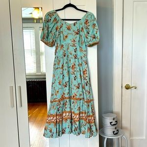 Ivy City Co Della Dress Blue/Orange Floral